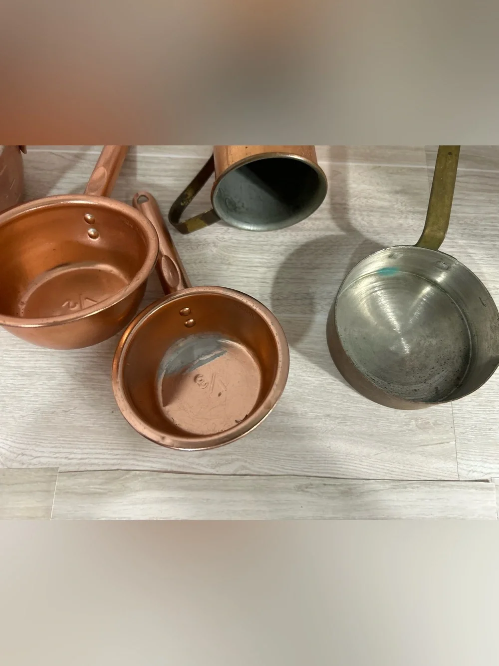 Vintage Color Craft Copper Anodized Measuring Cups Solid Copper Pouring Jug Set
